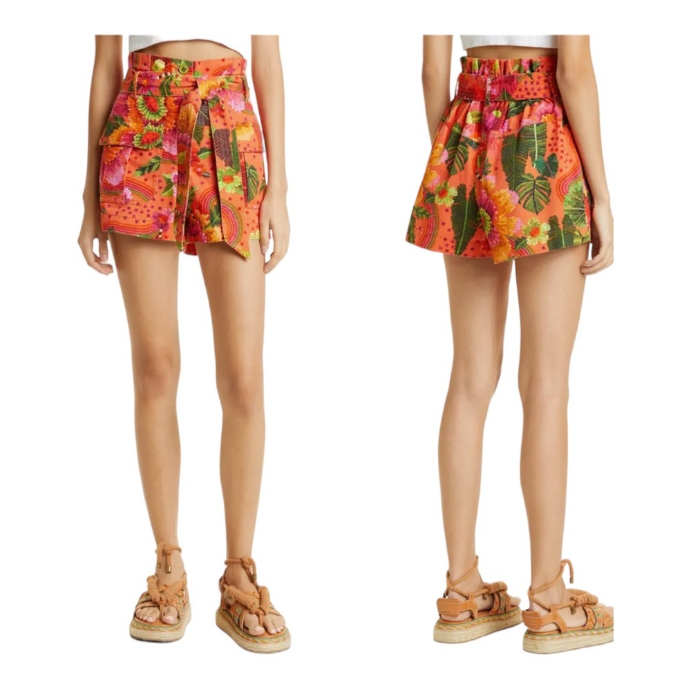 FARM Rio Vibrant Orange and Green Women's Shorts